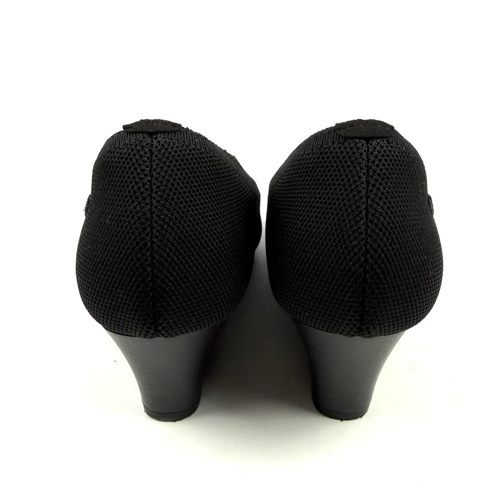 Vivaia Aria Wedge Heels 39.5 Black Knit Slip On Shoes Comfort Womens 8.5